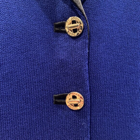 St. John Knit Size 10 Royal Blue Jacket with Straight Black Skirt - Picture 3 of 4